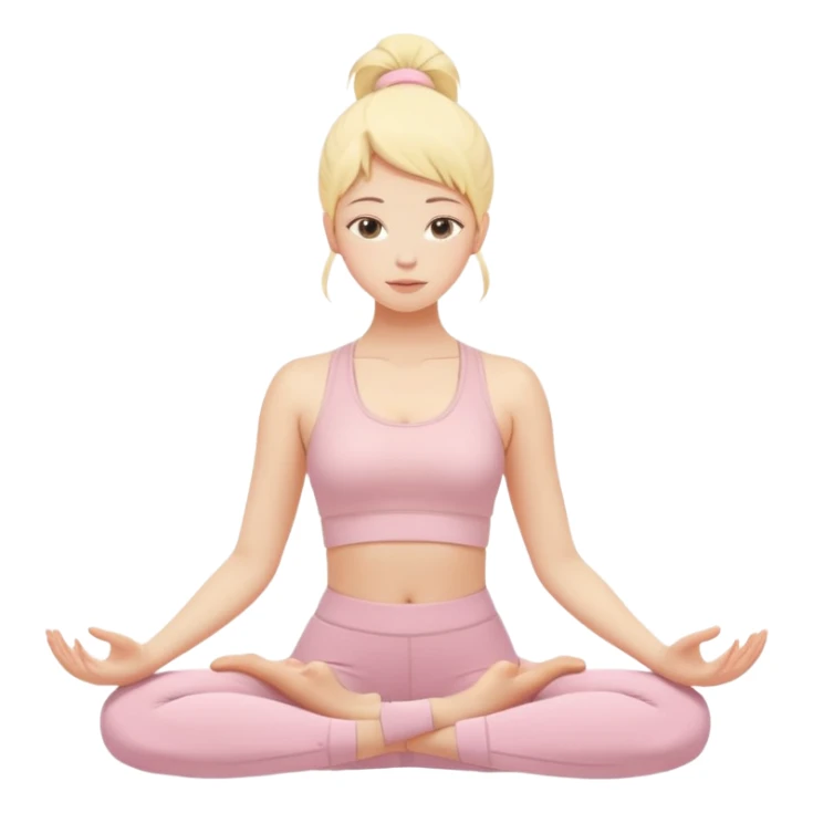 pastel beige pink yellow tones, soft grain texture, no background, minimal flat design, relaxed young woman doing yoga pose, gentle feminine mood, cozy pinterest aesthetic sticker