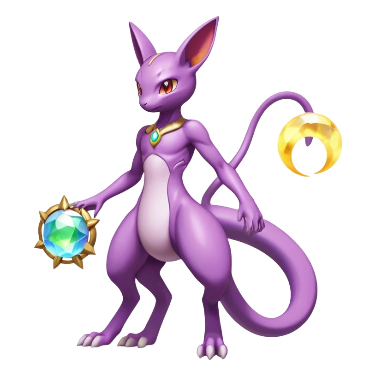 Anthro Sona Colorful Godly Celestial Shiny Mewtwo-Genesect-Fakemon Fantasy Creature Full Body sticker