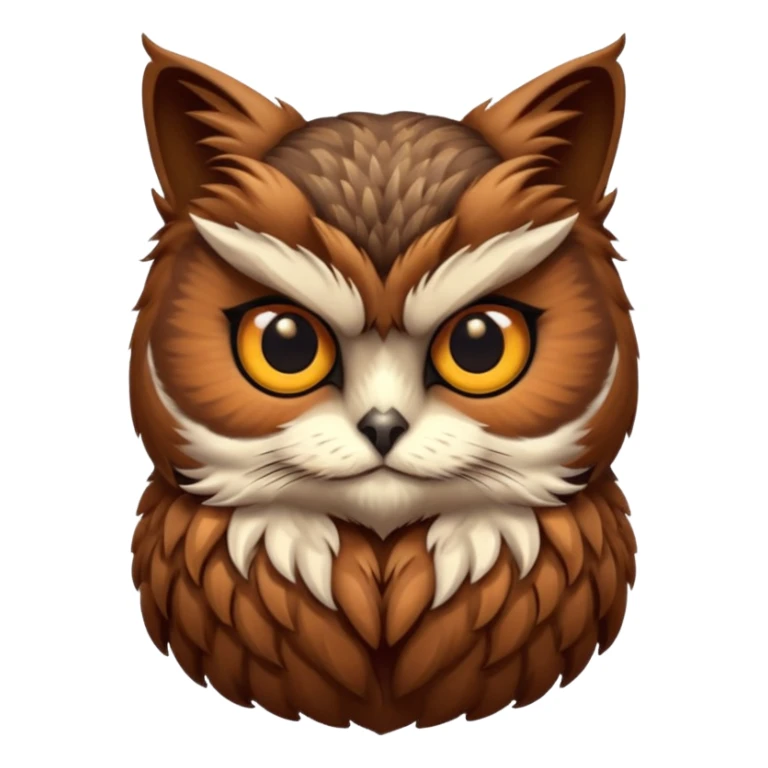 Brown cat head owl body sticker