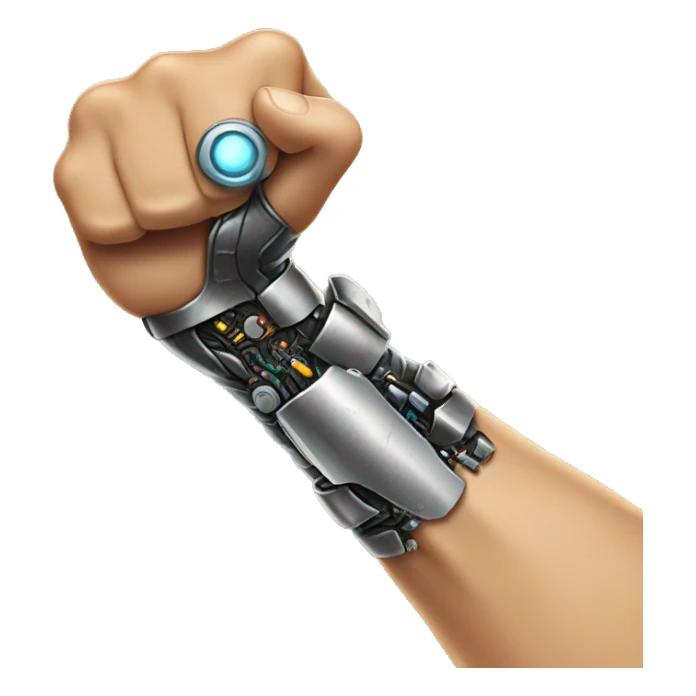 Flexing cyborg bicep and forearm with circuits and shocks sticker