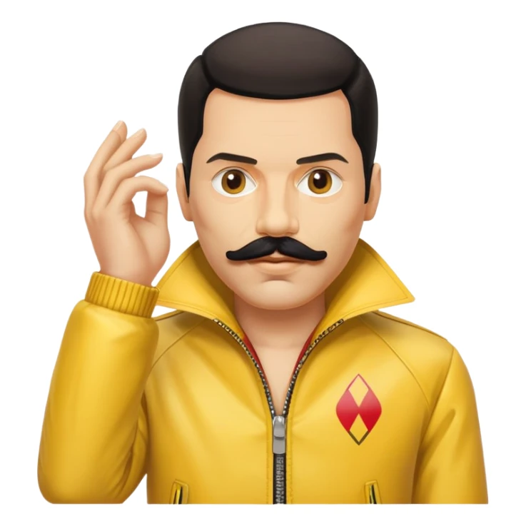 Freddie Mercury with mustache and yellow jacket sticker