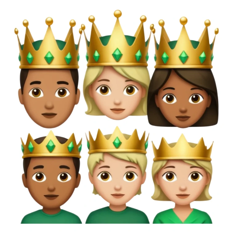 Several people with a crown that unites them with golden and green colours sticker