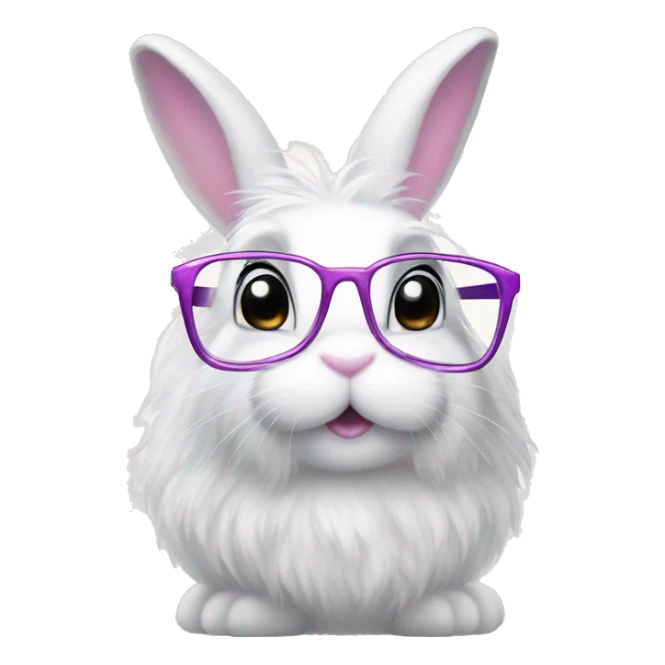 super fluffy white bunny with glasses and princesses tiara  sticker