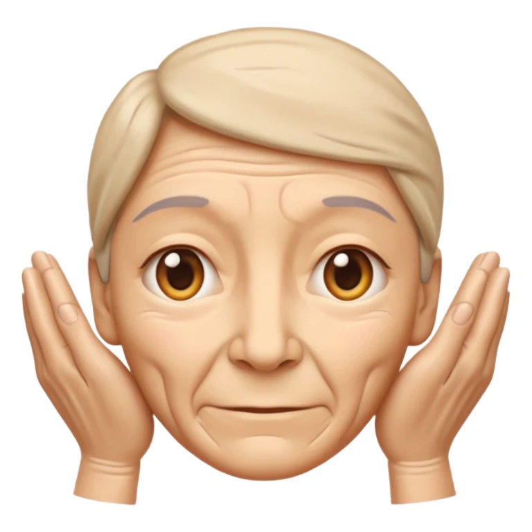 Simple emoji of a face with wrinkles being smoothed by hands, both hands gently stretching the skin, wrinkles visible on one part and smooth skin on the other, clear wrinkle-reducing effect, simple and easy-to-understand icon, no beauty or medical elements

 sticker