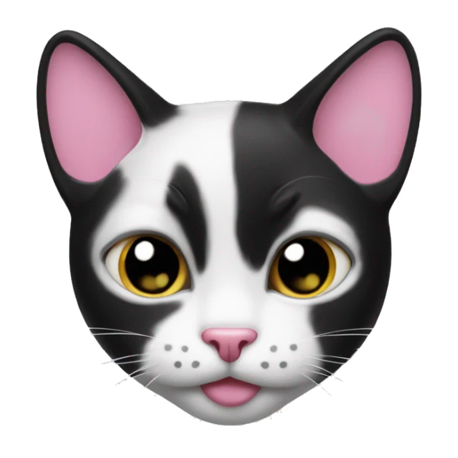 Black and white cat with pink nose with black spot on nose sticker