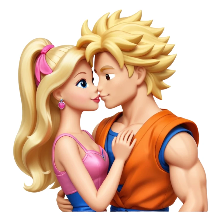Barbie doll kisses Goku  sticker