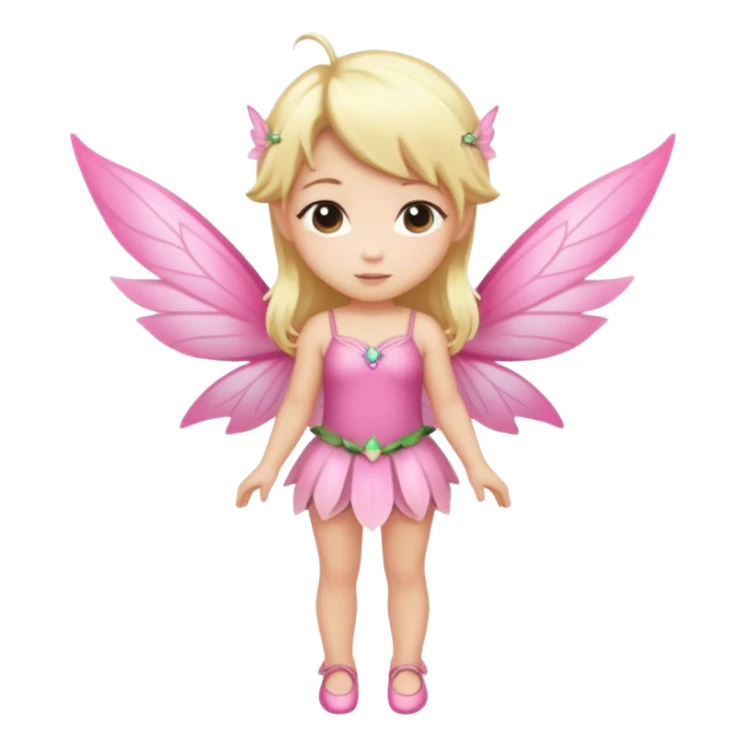 fairy with blonde hair, pink wings, chibi full body sticker