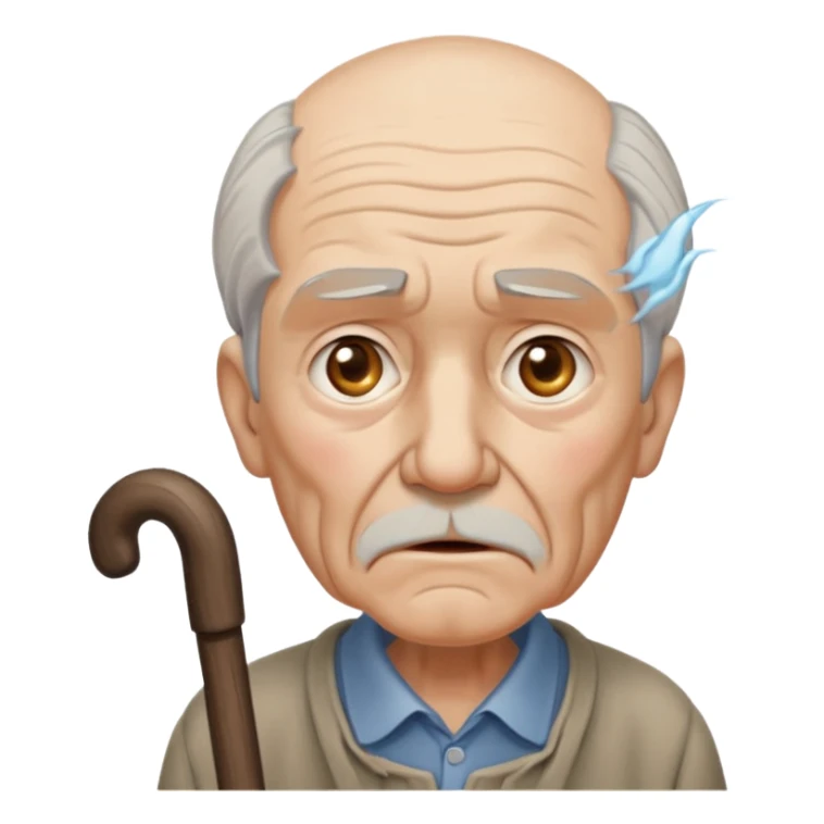old man with Resentment - bitter indignation at having been treated unfairly - waving cane sticker