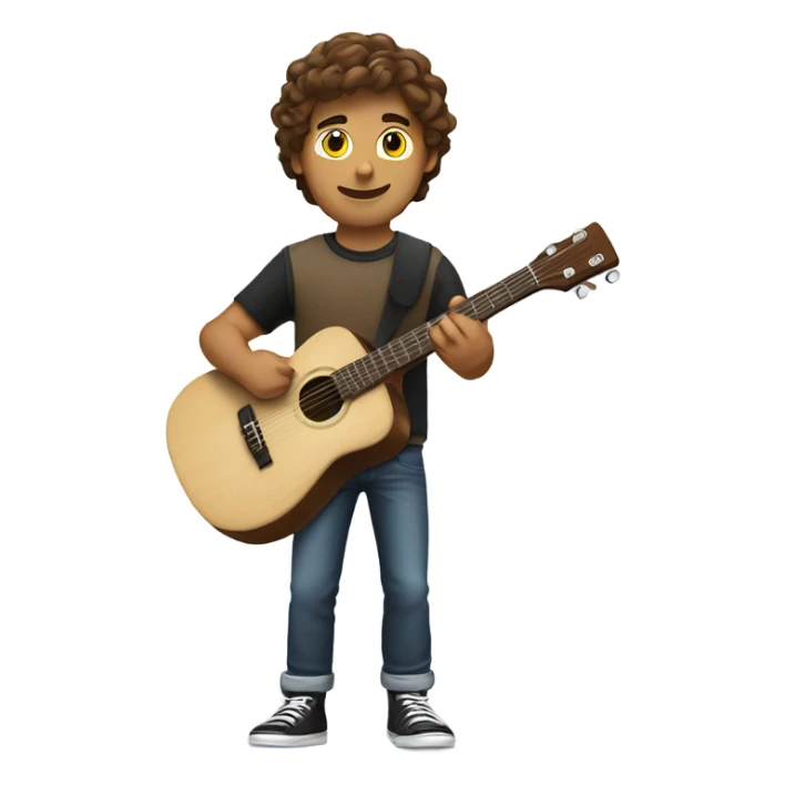 Brown haired college guy with guitar and surf board sticker