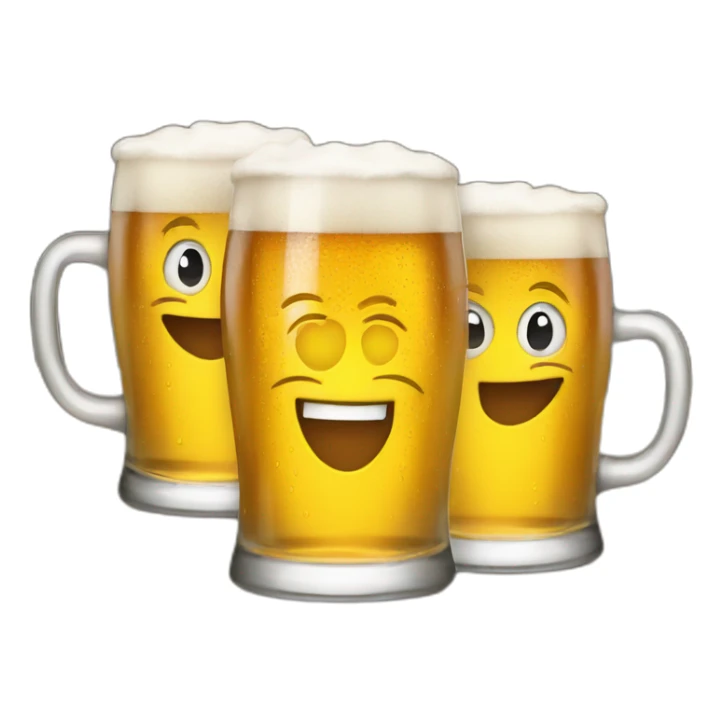 Three smiling glasses of beer emojis sticker