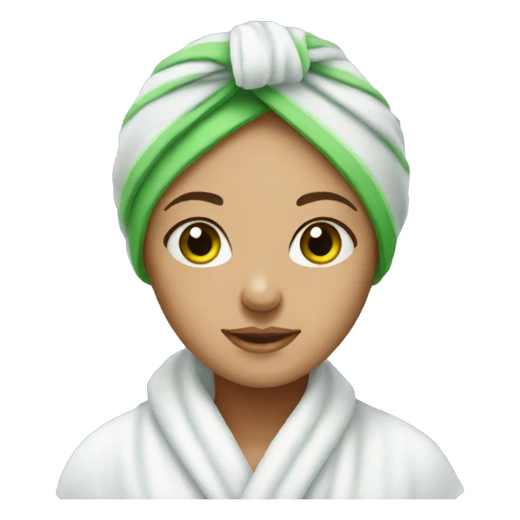 woman with green eyes with towel on head  sticker