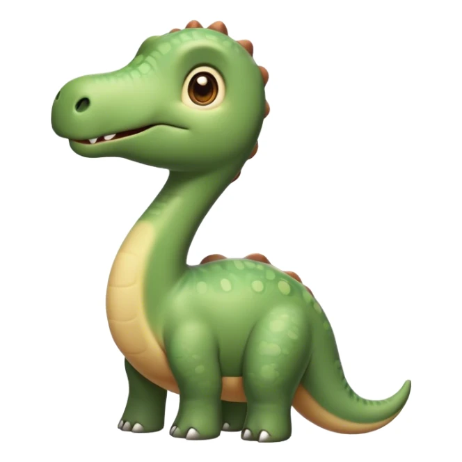 Cinematic Cute Brontosaurus Portrait Emoji, Head tilted playfully with a gentle smile, featuring a charming, massive form with an elongated neck and a small, endearing head adorned with bright, curious eyes, Simplified yet irresistibly adorable features, highly detailed, glowing with a warm, inviting prehistoric glow, high shine, affectionate and lively, stylized with a touch of whimsical ancient charm, soft glowing outline, capturing the essence of a playful Brontosaurus that seems as if it could amble out of the screen into your arms! sticker