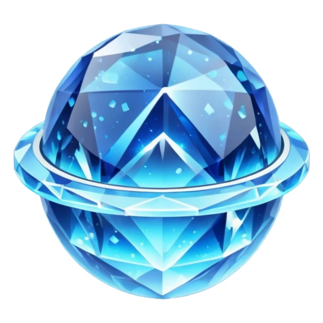 blue planet, Crystal Planet, surface covered in glowing crystals, have ring sticker