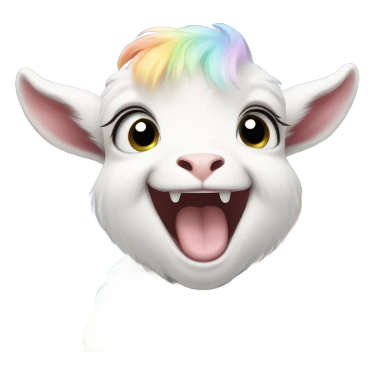 Pastel rainbow baby goat who is laughing  sticker
