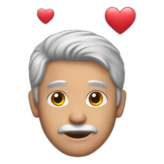 Man with gray hair giving valentine heart  sticker