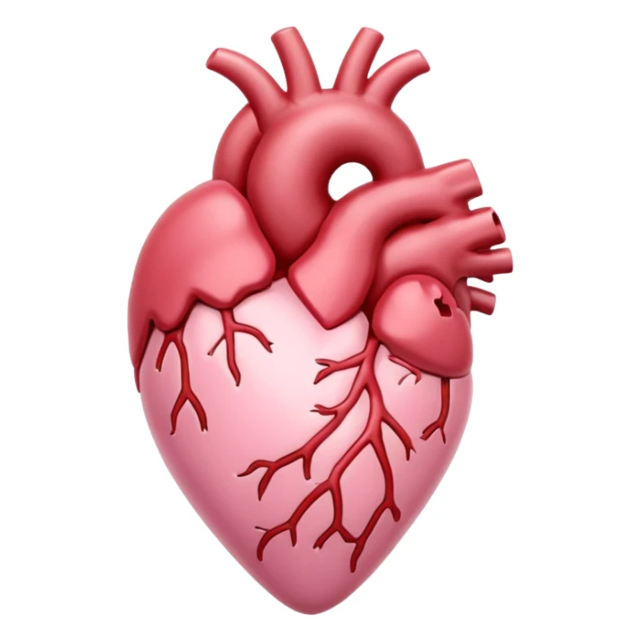 anatomical heart, pastel light pink, iOS emoji style, variation 3 sticker