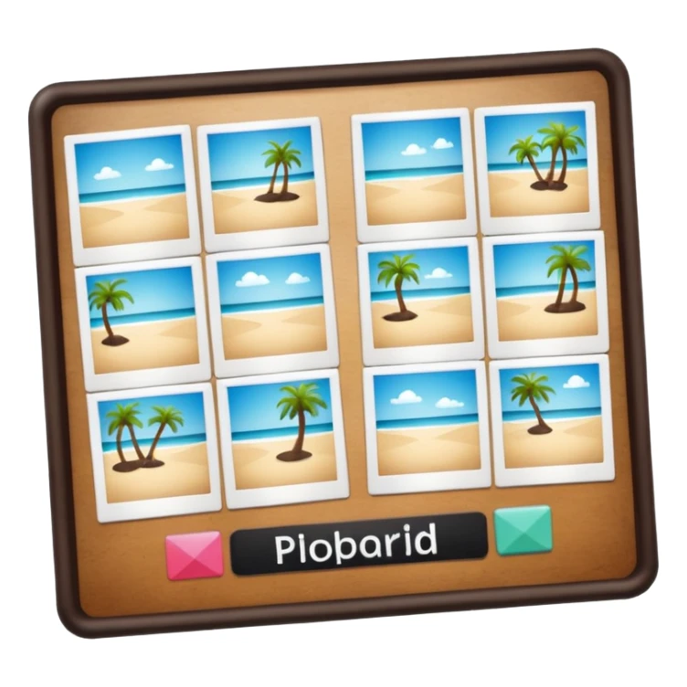 board with 8 polaroid photo sticker