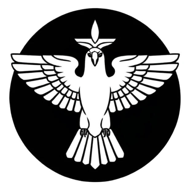 Minimalist black and white emblem emoji, inspired by the Faravahar symbol. Bio instagram  sticker