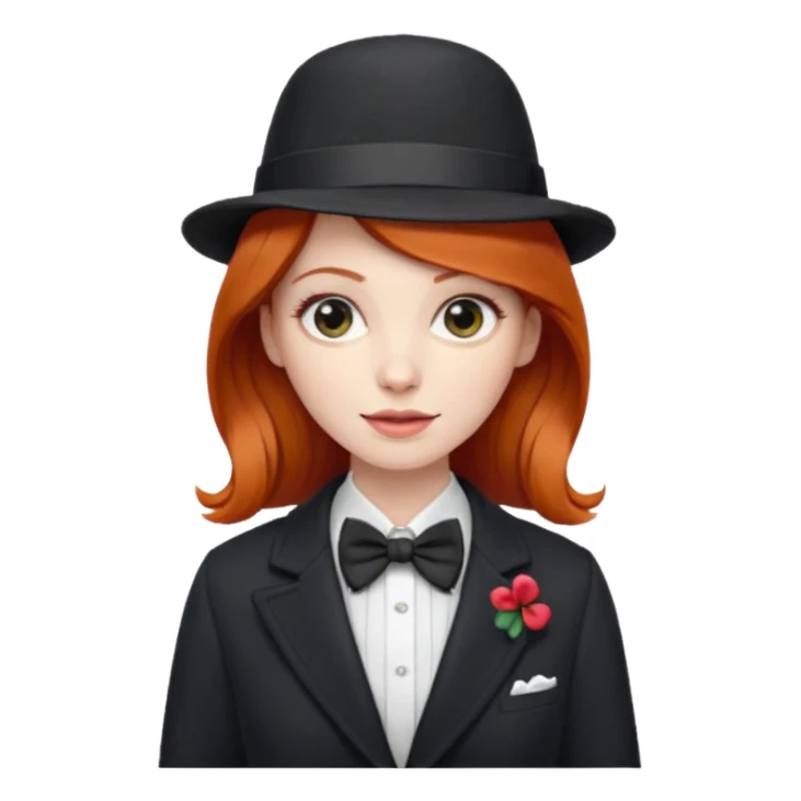 Bow Ties, Coats, and hat, lady, modern, red head sticker