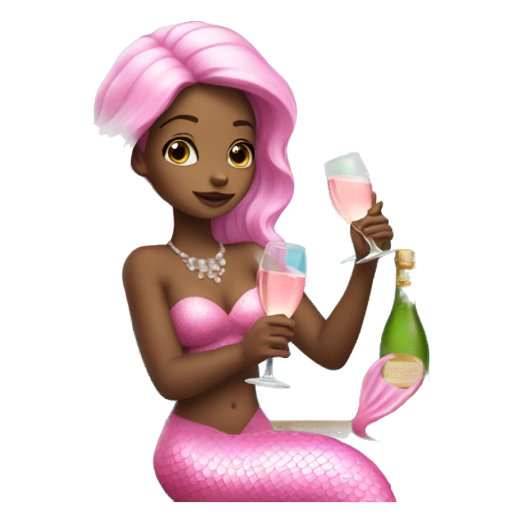 mermaid drinking champagne dressed in pink sticker