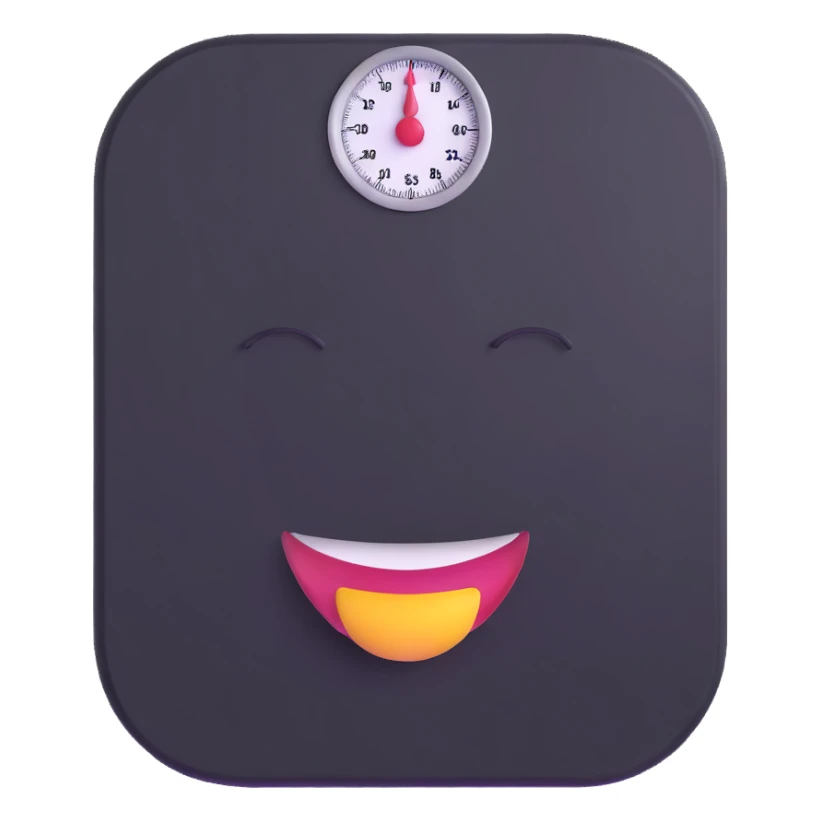 bathroom scale with a big happy face in the center sticker