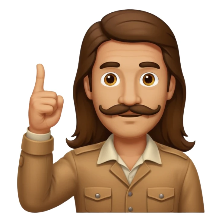 Man with long hair and mustache holding a thumbs up  sticker