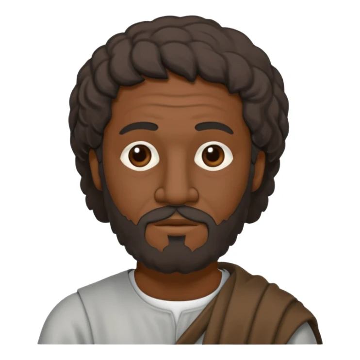 Aristotle as a black outline icon, no fill, hand-drawn look, recognizable philosopher features sticker