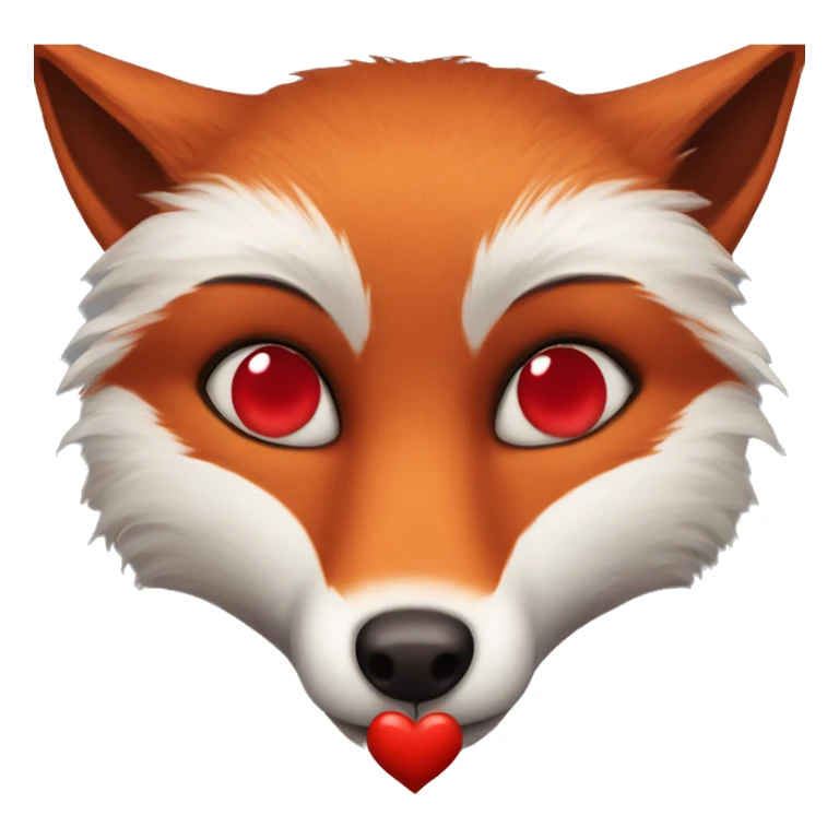 dark red fox face with tiny red heart instead of eyes sticker