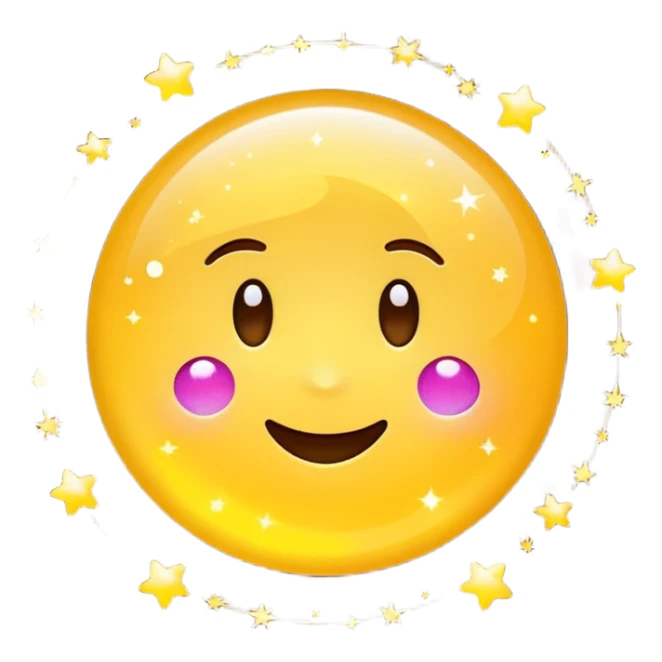 cute round emoji, simple flat vector style, minimal details, glowing aura effect, colorful sparkles and light trail swirling around, transformation effect, magical appearance, high quality, white background

 sticker