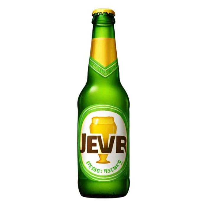green beer bottle with brown golden label named jever sticker