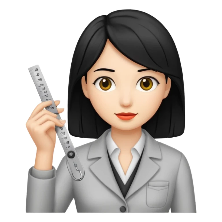 tailor woman holding measure black hair sticker