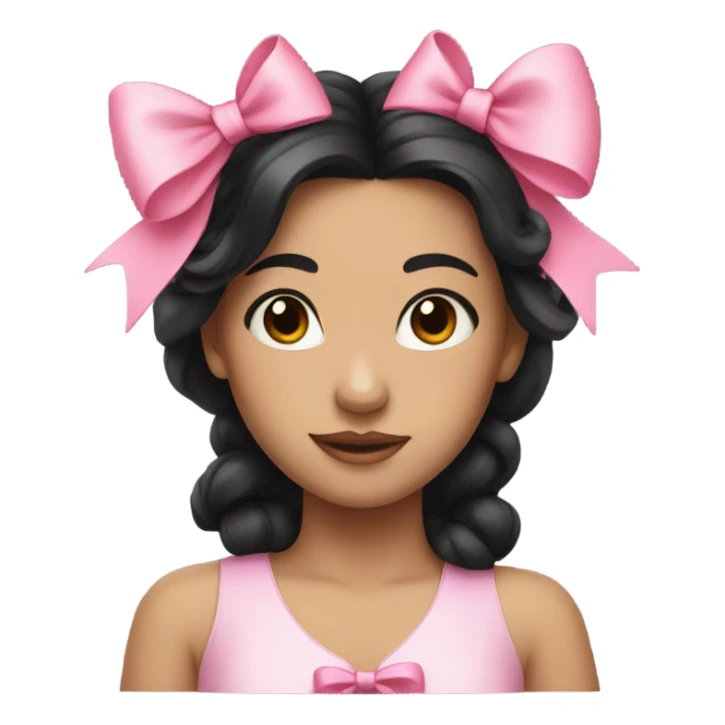 Girl with black hair with pink bow sticker