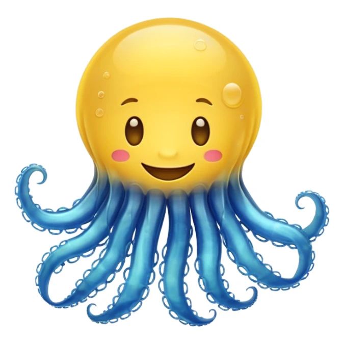 a happy emoji with a jelly fish sticker