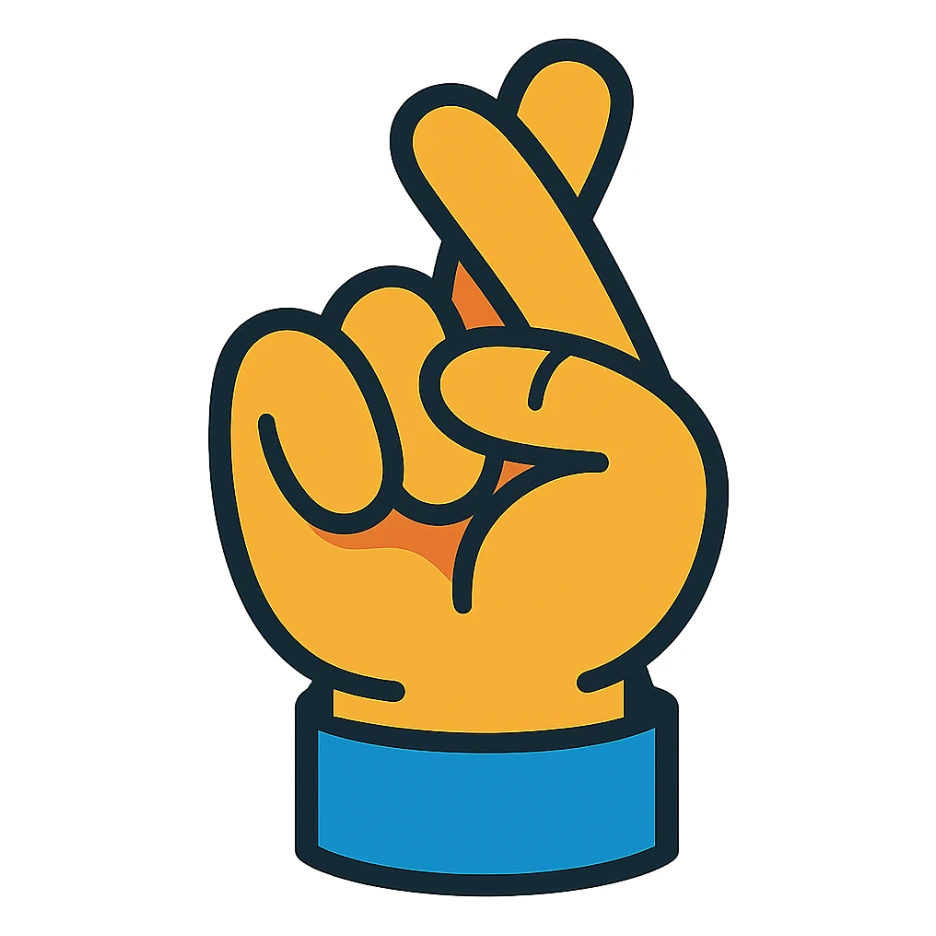 fist with thumb, middle finger and index finger intertwined, cartoon style sticker