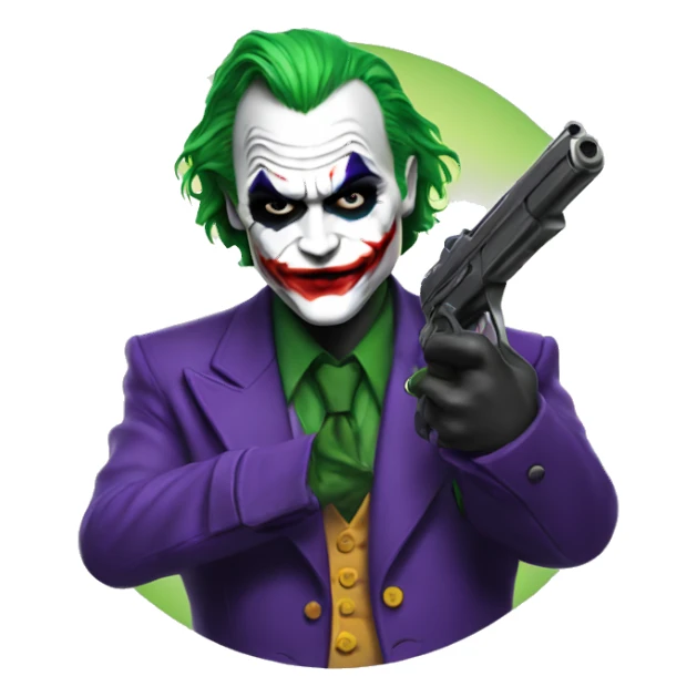 the joker holding a gun, peace sign sticker