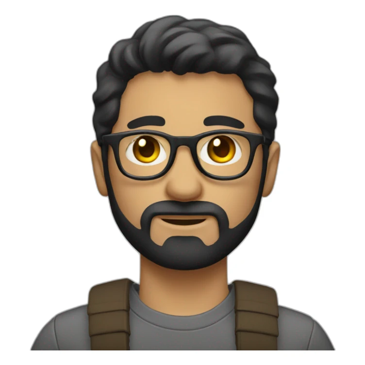 photographer, short hair, dark hair, slight beard, glasses sticker