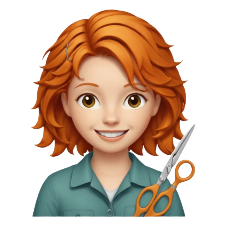 ginger girl whit a scissours in te hair sticker