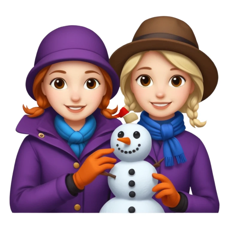 Virginia Poe and Maria Clemm building a snowman sticker