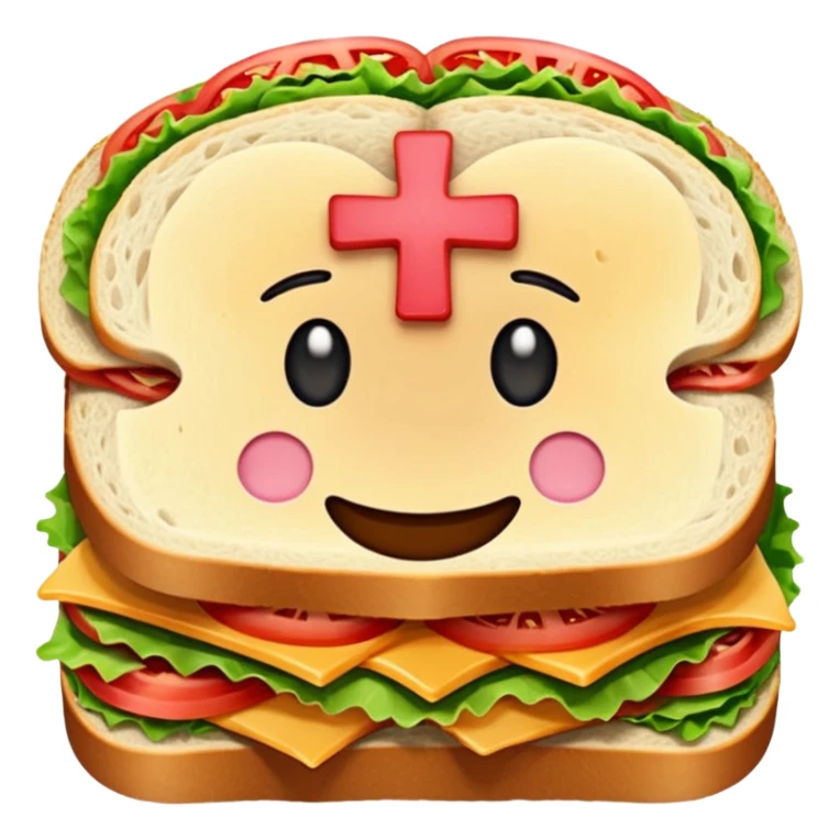 a sandwich with a cross emotji on it sticker