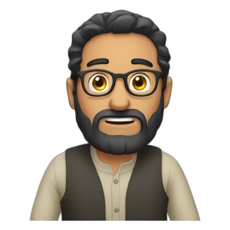 arab man with glasses and beard, black hair, shocked with both hand on sheeks sticker
