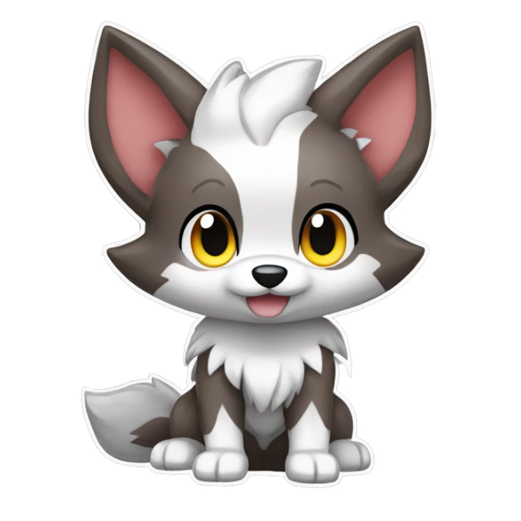 Kawaii Cool Chibi Poochyena-Rocruff-Lycanroc-Pokémon Full Body Detailed High Quality sticker