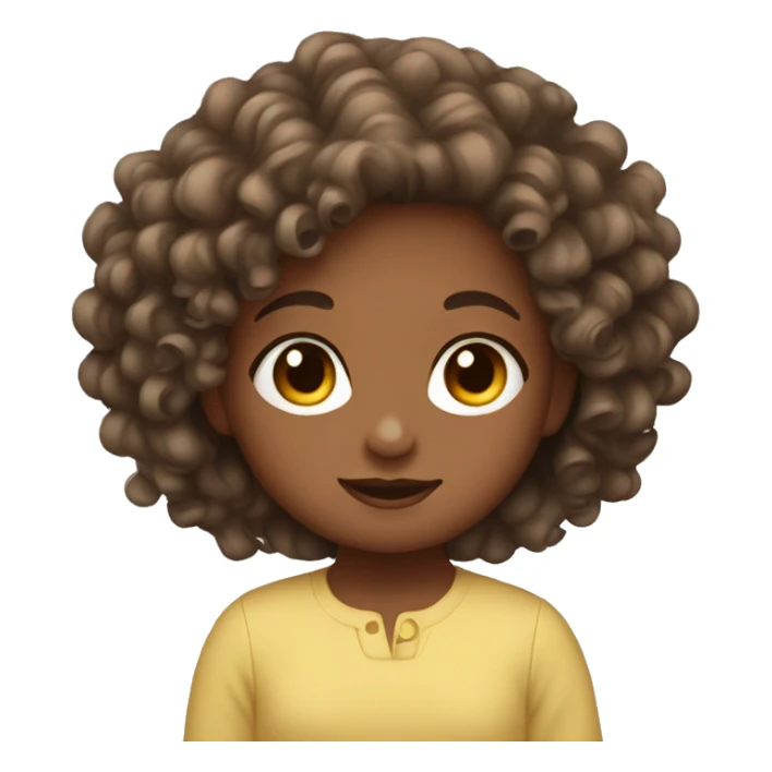 Girl with curly hair holding baby sticker