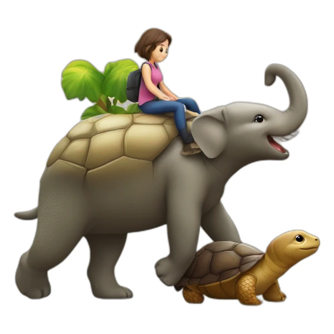Chat sur une loutre sur une tortue sur un éléphant sur un cheval sticker