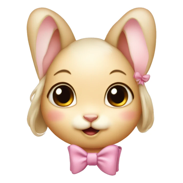 Baby bunny with coquette bow on ear sticker