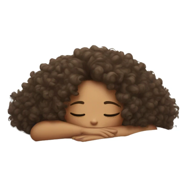 Girl with curly hair taking nap on white pillow sticker
