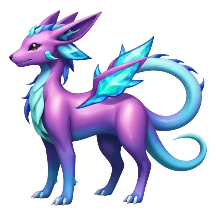 Shiny Irideacent Nebula Suicune-Aurorus-Salandit-Glaceon-Meganium-fusion (full body) sticker