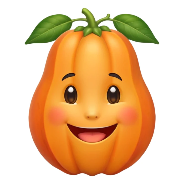 Chibi sticker style papaya with a smiling face cute and exaggerated  sticker