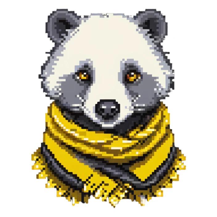 badger head wearing a yellow and black striped scarf sticker