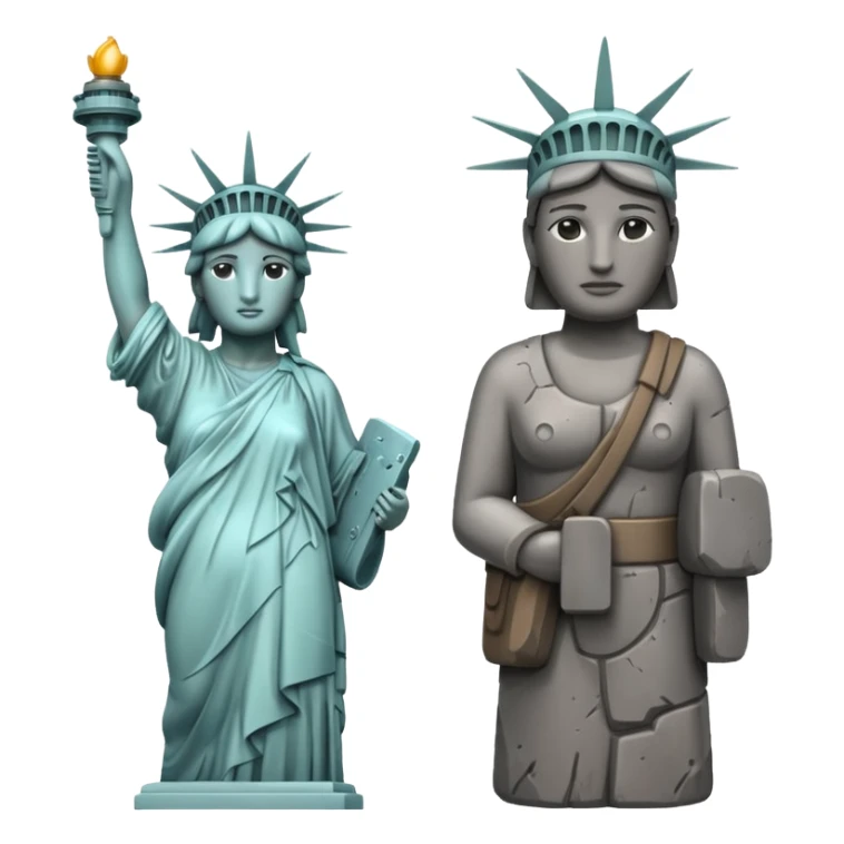 Estatua de la Libertad y estatua de moai juntas. sticker