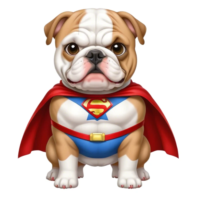 bulldog ingles traje super héroe sticker